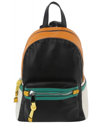 Fashion Colorblock Backpack CJF133 BLACK